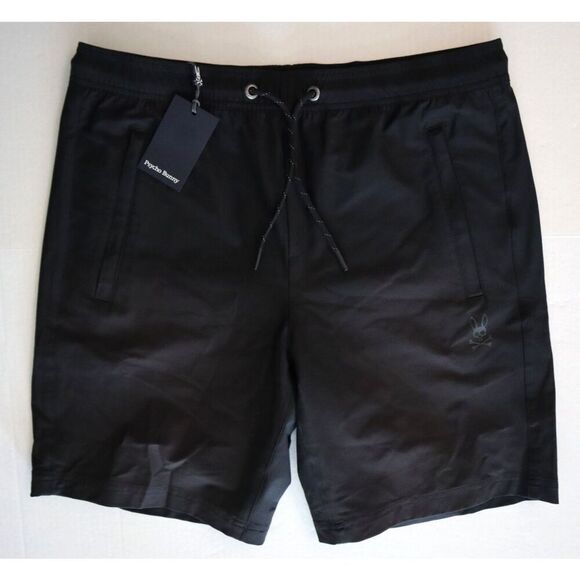 Psycho Bunny Men's Sz M Black Cabrini Commuter Drawstring Shorts - Picture 1 of 13